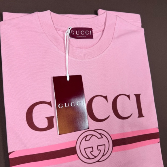 MEN'S GUCCI PINK COTTON JERSEY T-SHIRT SIZE LARGE RELAXED FIT EXCELLENT - Picture 3 of 6